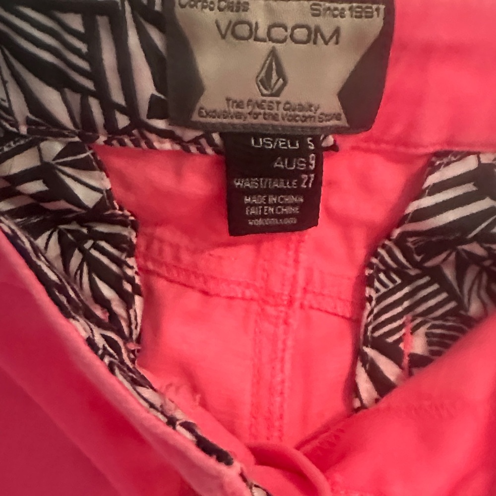 Volcom High Waist Neon Pink Shorts - Picture 3 of 3